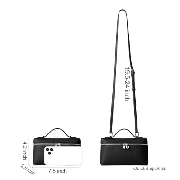 Small Leather Crossbody Bag Mini Top Handle Clutch Adjustable Strap - Picture 5 of 7